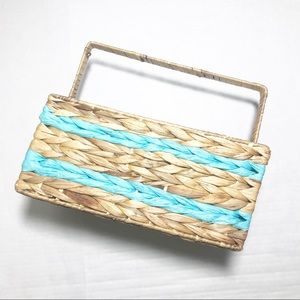Aqua Woven Decorative Basket With Handle